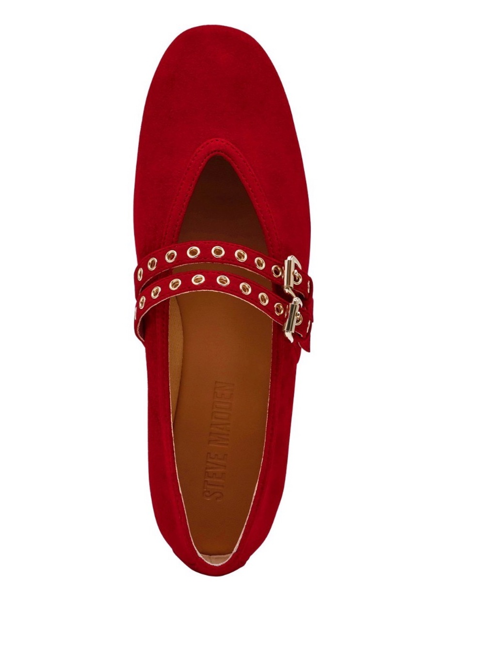 Steve Madden Red Suede Double-Strap Mary Jane Loafer